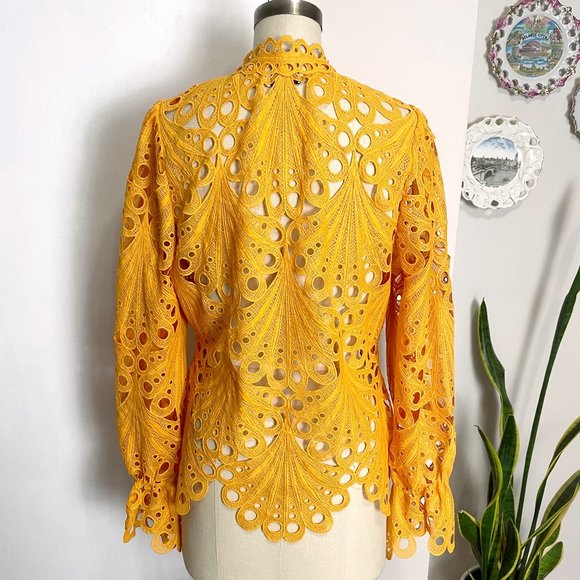 J. Brooks Boutique openwork fan lace jacket - size large - Picture 5 of 10